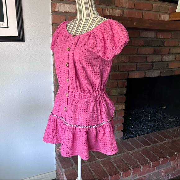 Eberjey Portola Elisa Off Shoulder Eyelet Mini Dress in Pink Sz M - Picture 4 of 8